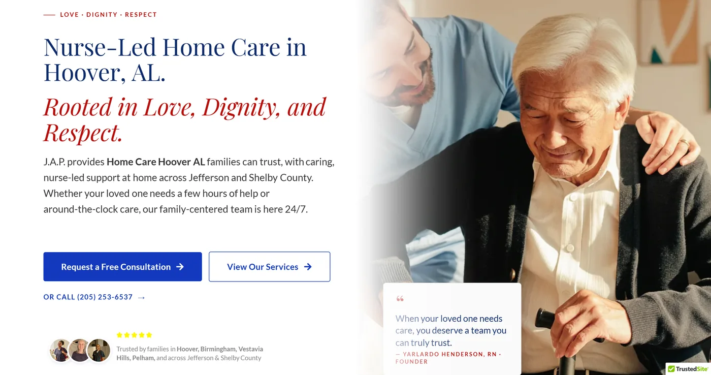 J.A.P. Senior Care website